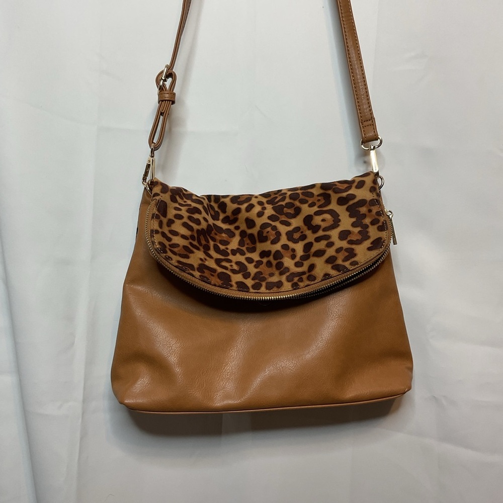 KAARI blue brown and leopard purse